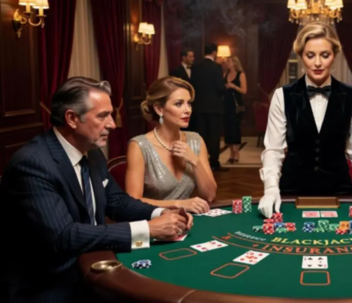 Stół blackjack z energiczną rozgrywką na wieczornym evencie