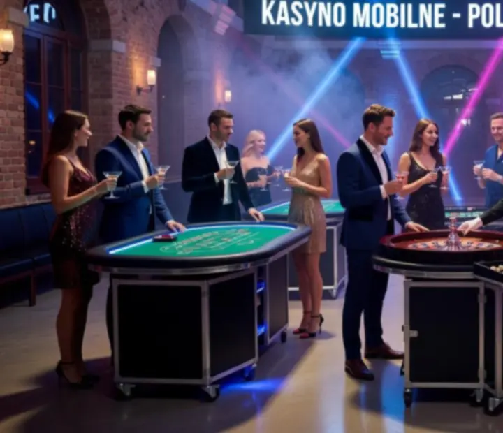 Mobilne stanowiska gier rozrywkowych przygotowane w eleganckiej przestrzeni eventowej
