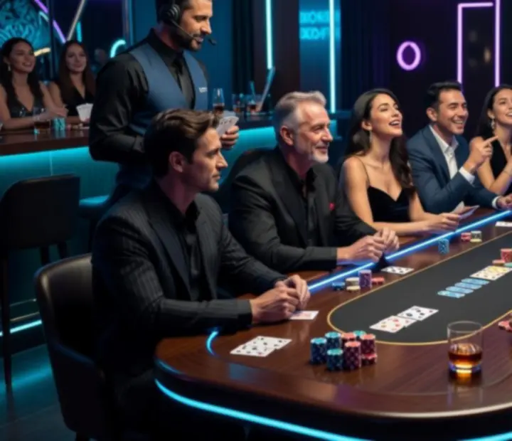 Galeria scen z mobilnych pokerowych eventów – stoły, goście i detale atmosfery
