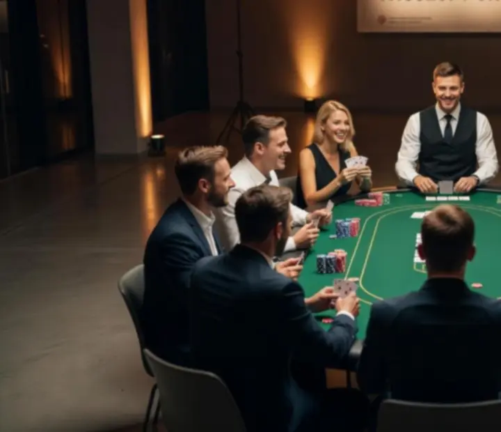 Stół pokerowy podczas wieczoru firmowego z mobilnym kasynem