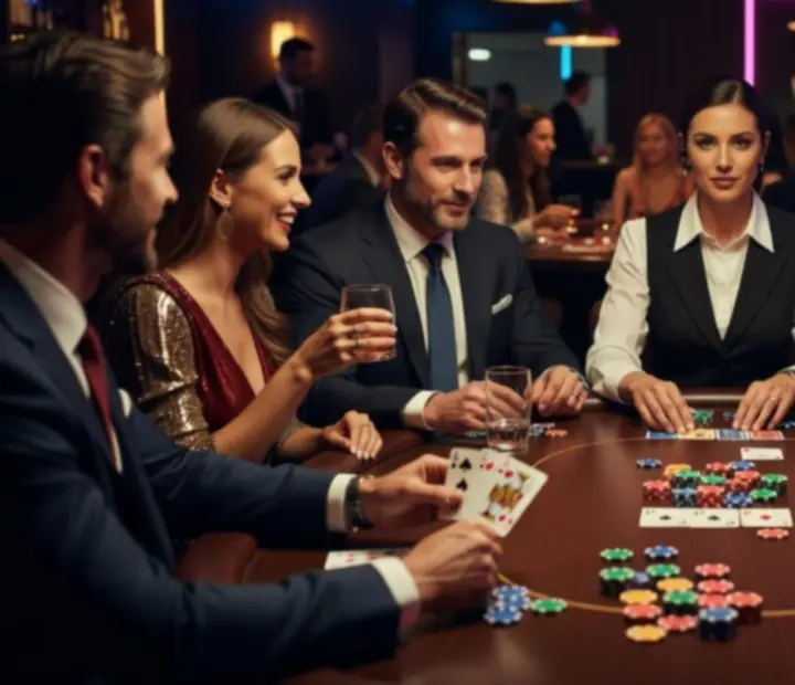 Stół pokerowy w nocnej, klubowej atmosferze
