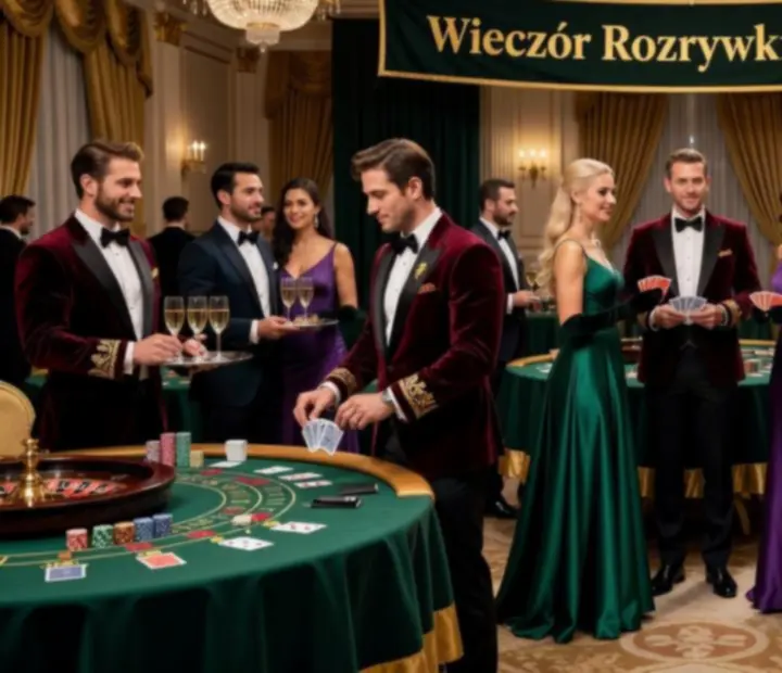 Stylowo ubrany zespół eventowy w tematycznych strojach dopasowanych do imprezy